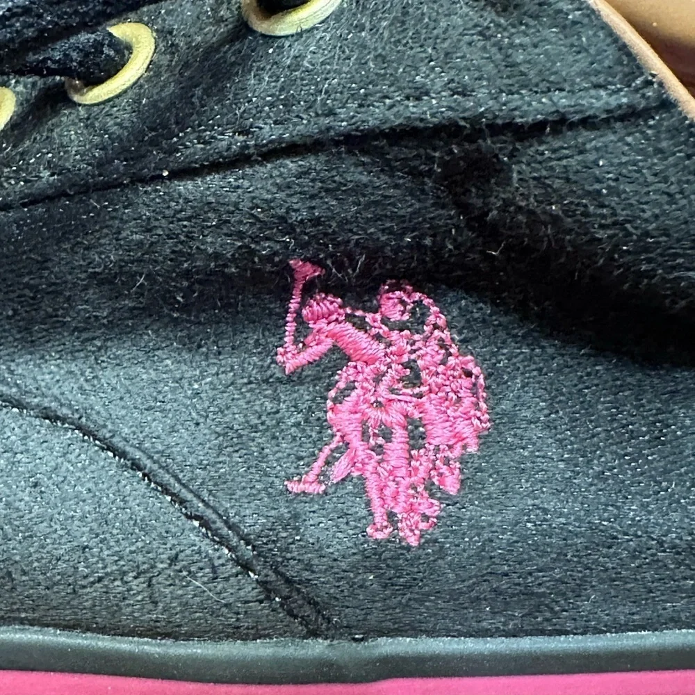 U.S. Polo Assn. Women's Black Sneakers with Pink Trim